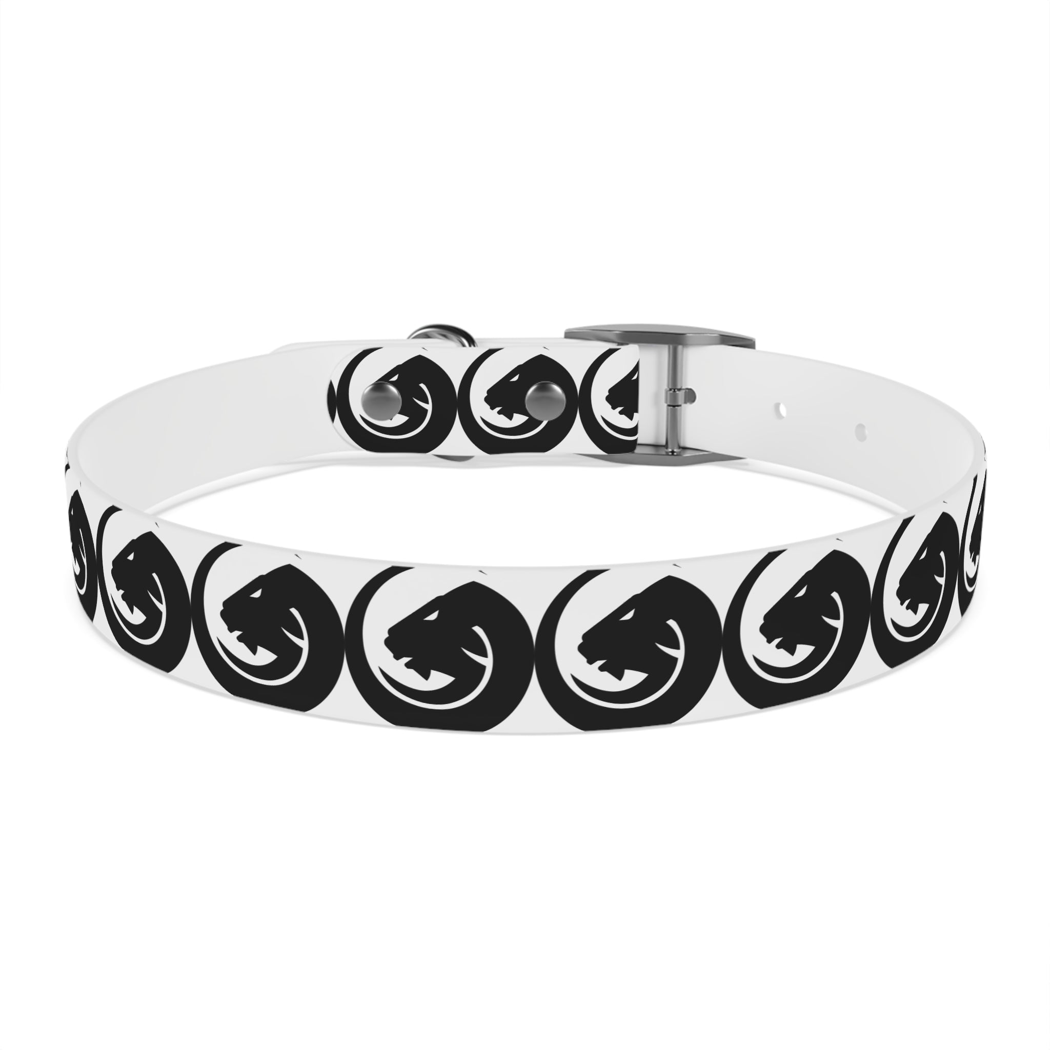 Black & White Circle Fox Dog Collar – Modern Minimalist Pet Accessory