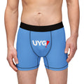 Blue 'UYG' Logo Men's Boxer Briefs — Graphic All-Over Print Underwear