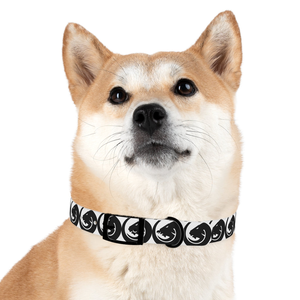 Black & White Circle Fox Dog Collar – Modern Minimalist Pet Accessory