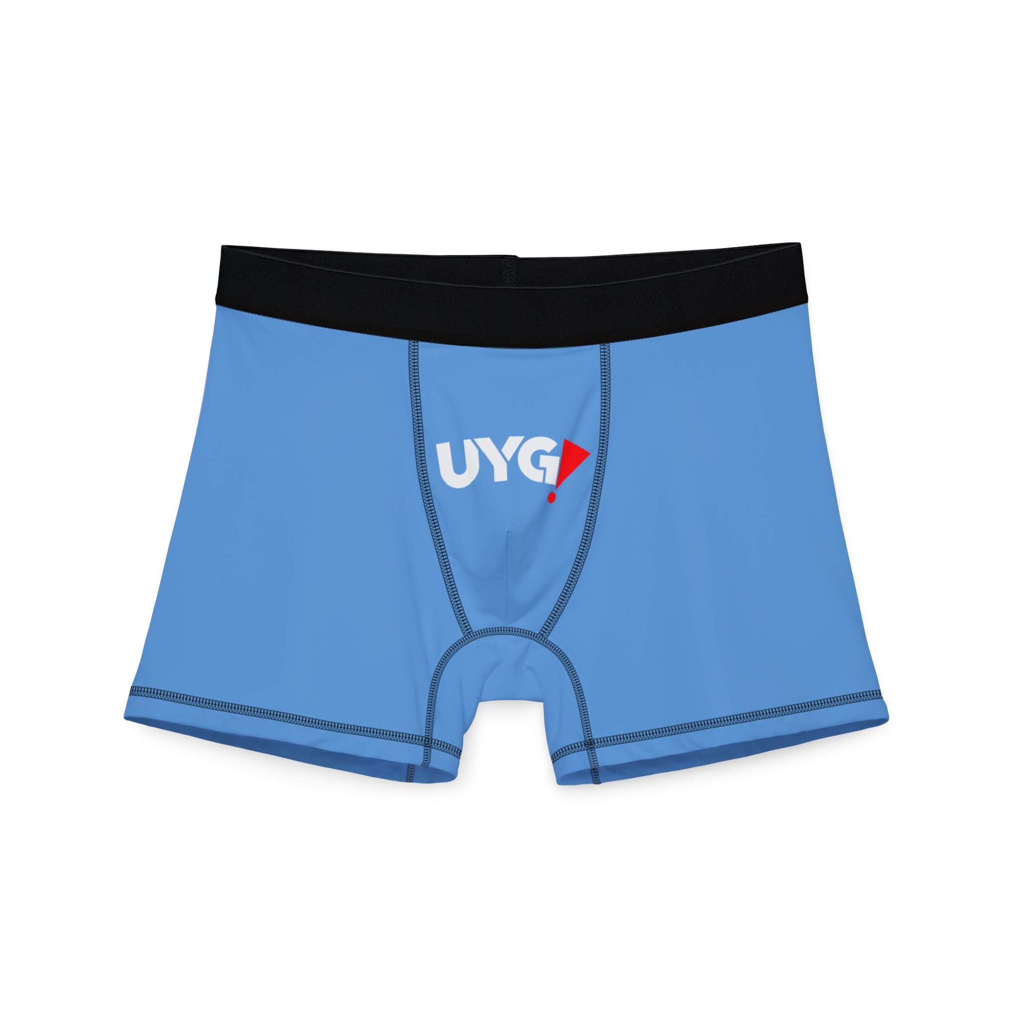 Blue 'UYG' Logo Men's Boxer Briefs — Graphic All-Over Print Underwear