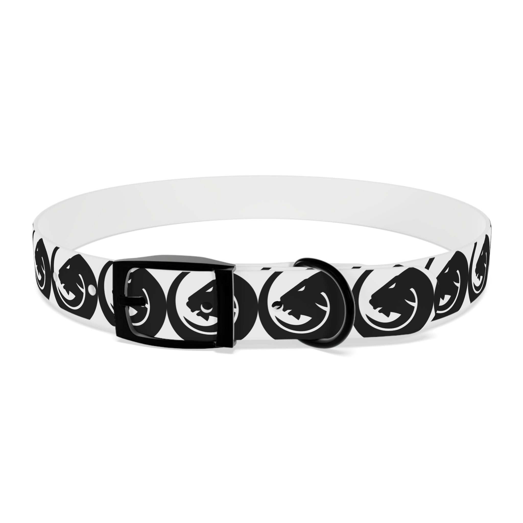 Black & White Circle Fox Dog Collar – Modern Minimalist Pet Accessory