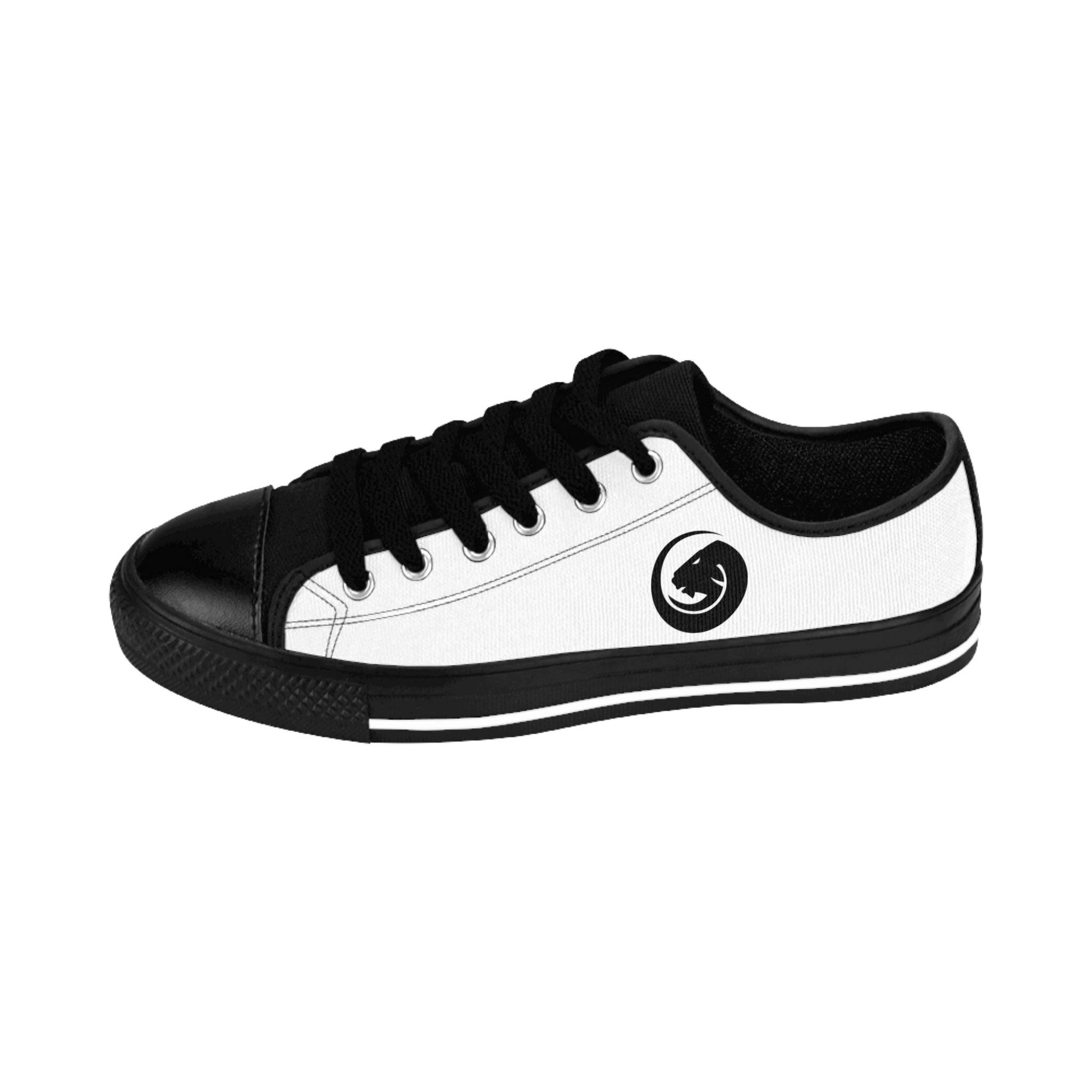 Classic Black & White Low-Top Sneakers for Men — Minimal Spiral Logo