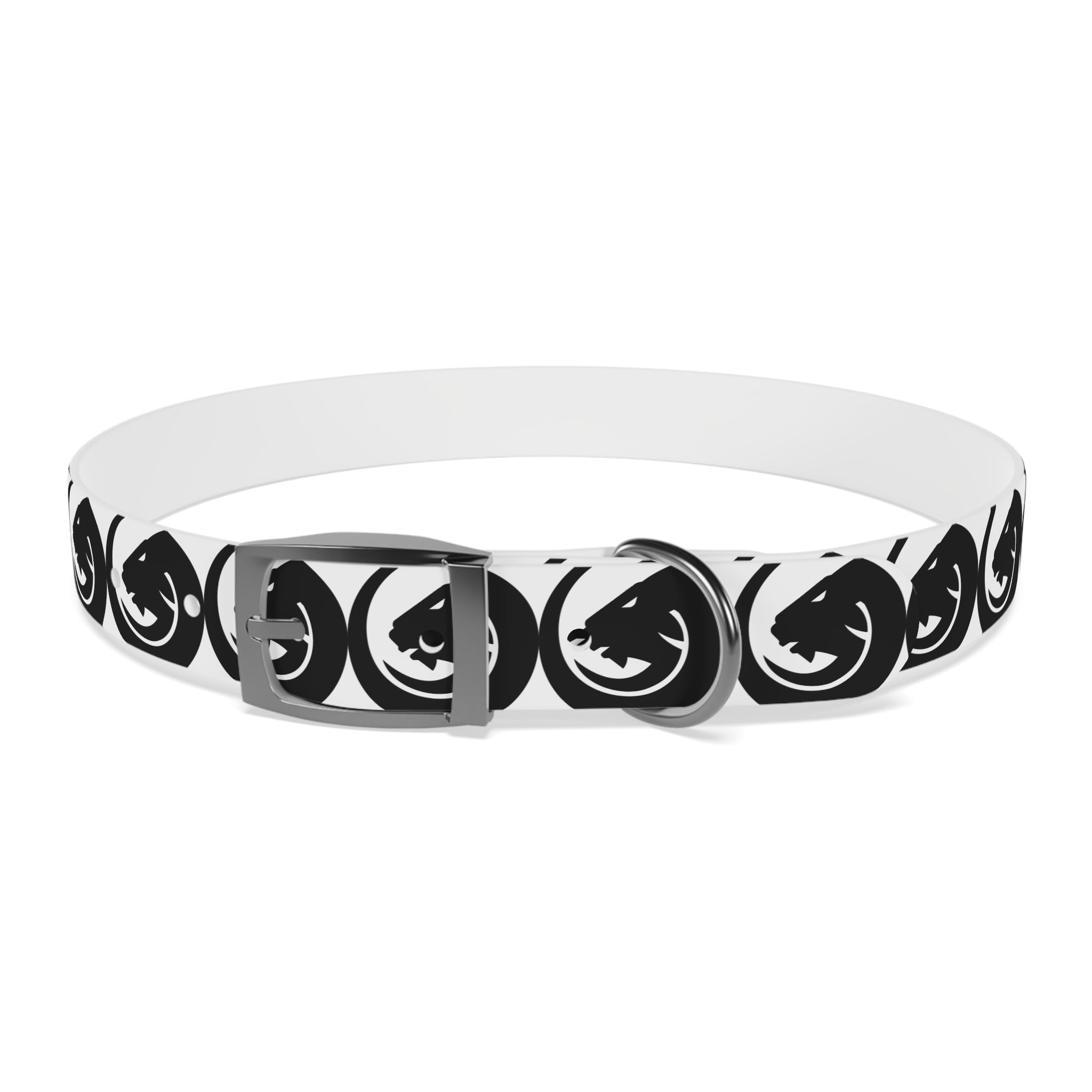 Black & White Circle Fox Dog Collar – Modern Minimalist Pet Accessory