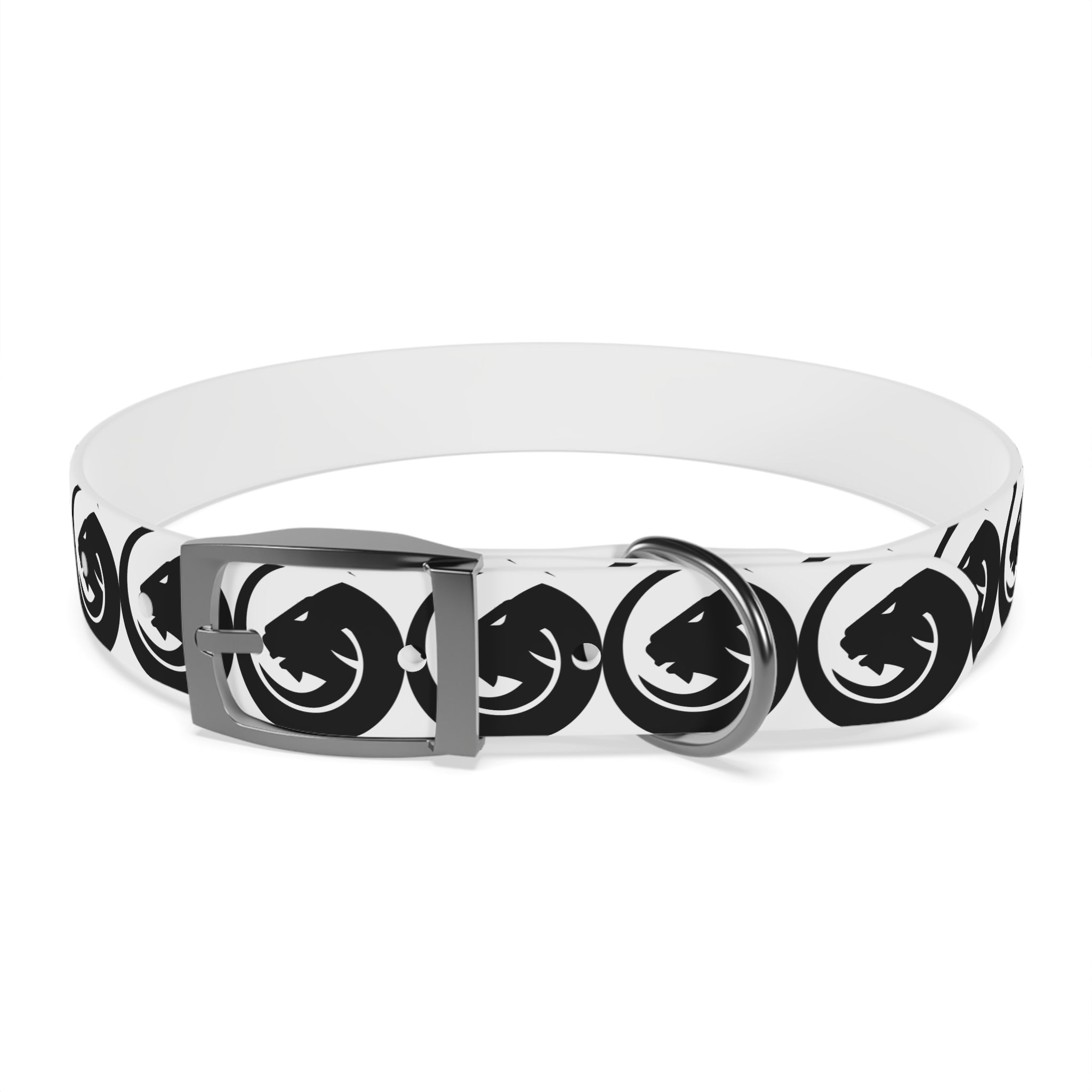 Black & White Circle Fox Dog Collar – Modern Minimalist Pet Accessory