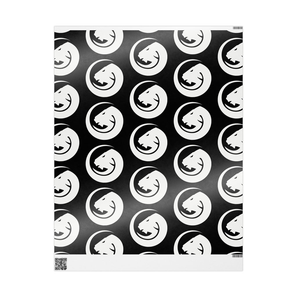 Moonlit Cat Pattern Wrapping Paper — Black & White Cat Gift Wrap