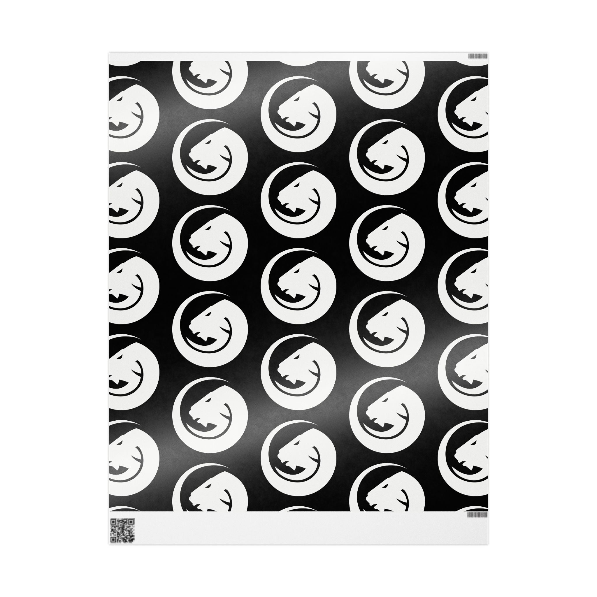 Moonlit Cat Pattern Wrapping Paper — Black & White Cat Gift Wrap
