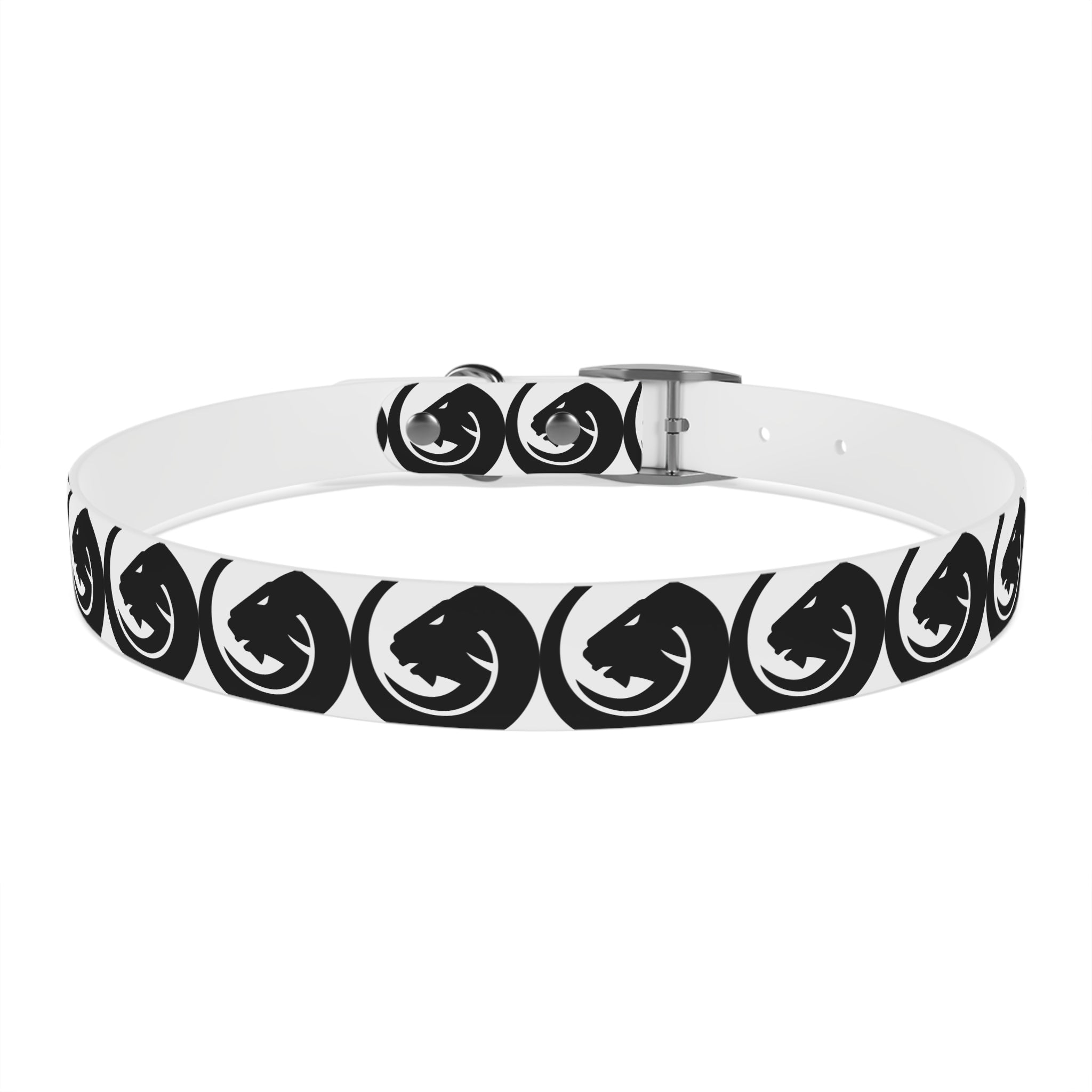 Black & White Circle Fox Dog Collar – Modern Minimalist Pet Accessory