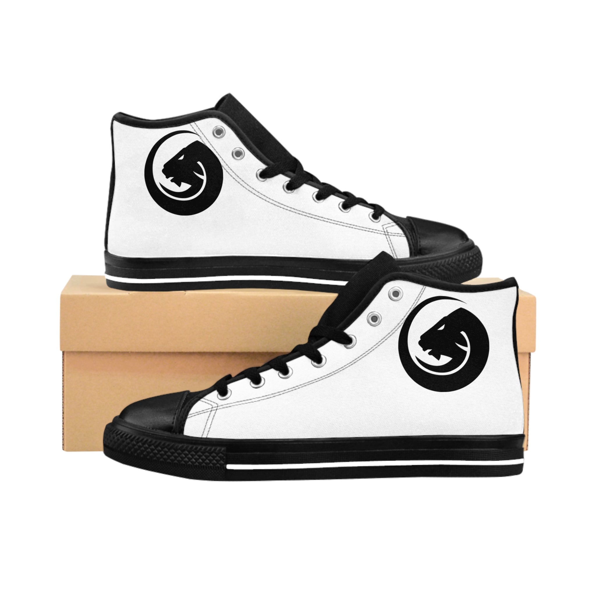 High-Top Sneakers — Minimal Black Panther Logo Men's Classic Shoes