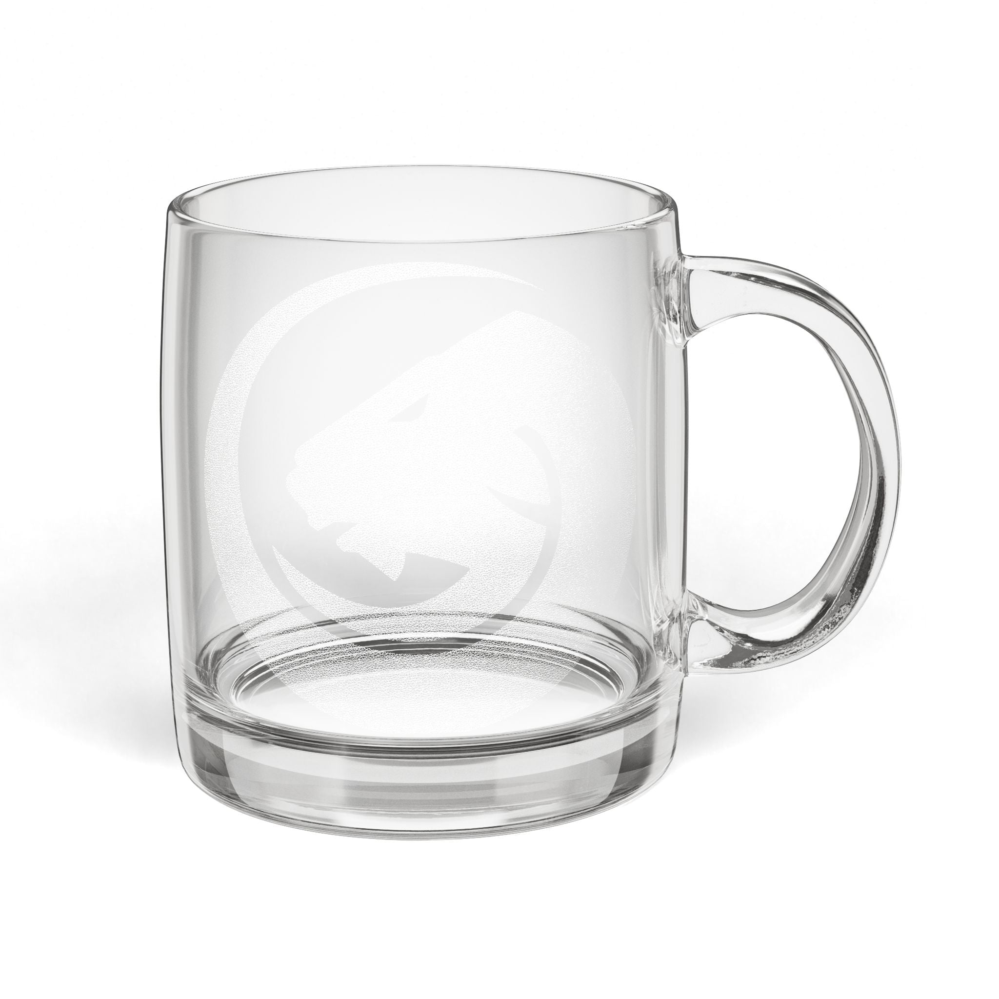 Engraved Glass Coffee Mug – 12.25 oz Clear Coffee Cup (Subtle Etched Design)