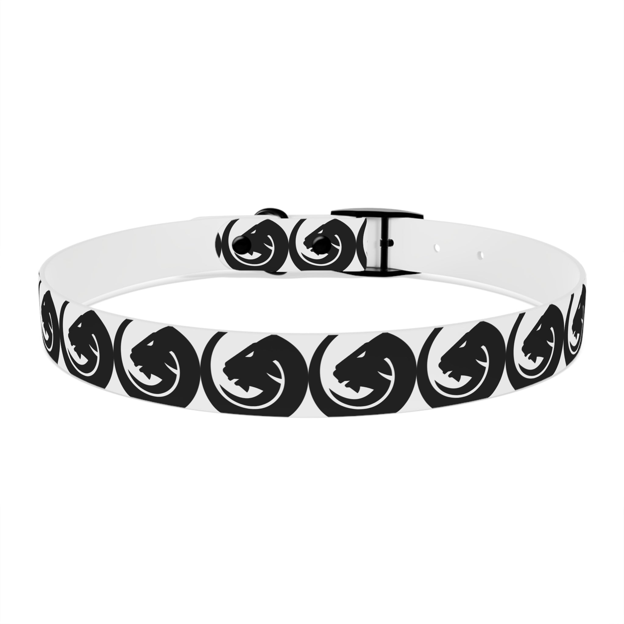 Black & White Circle Fox Dog Collar – Modern Minimalist Pet Accessory