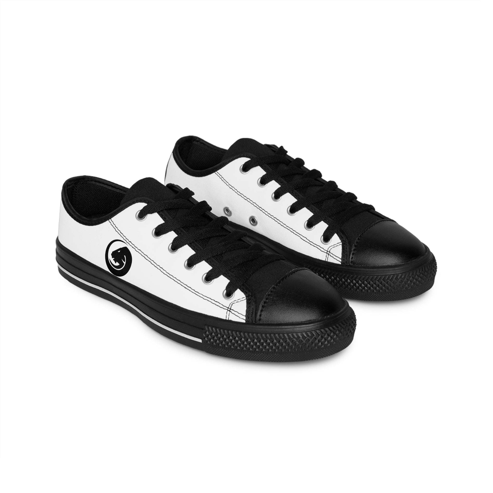 Classic Black & White Low-Top Sneakers for Men — Minimal Spiral Logo