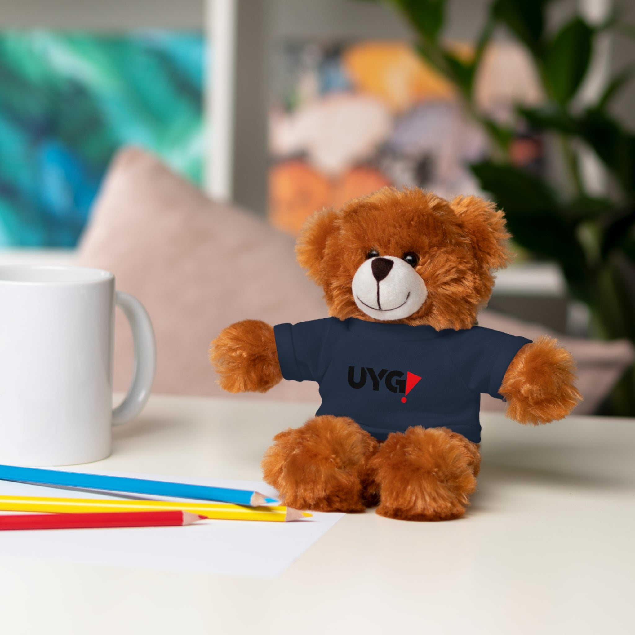 Plush Bear with 'UYG!' Tee - Soft Cuddly Stuffed Animal Gift