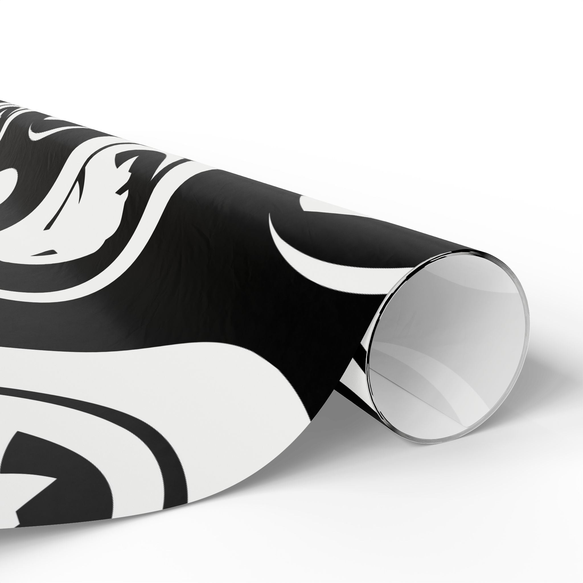 Moonlit Cat Pattern Wrapping Paper — Black & White Cat Gift Wrap
