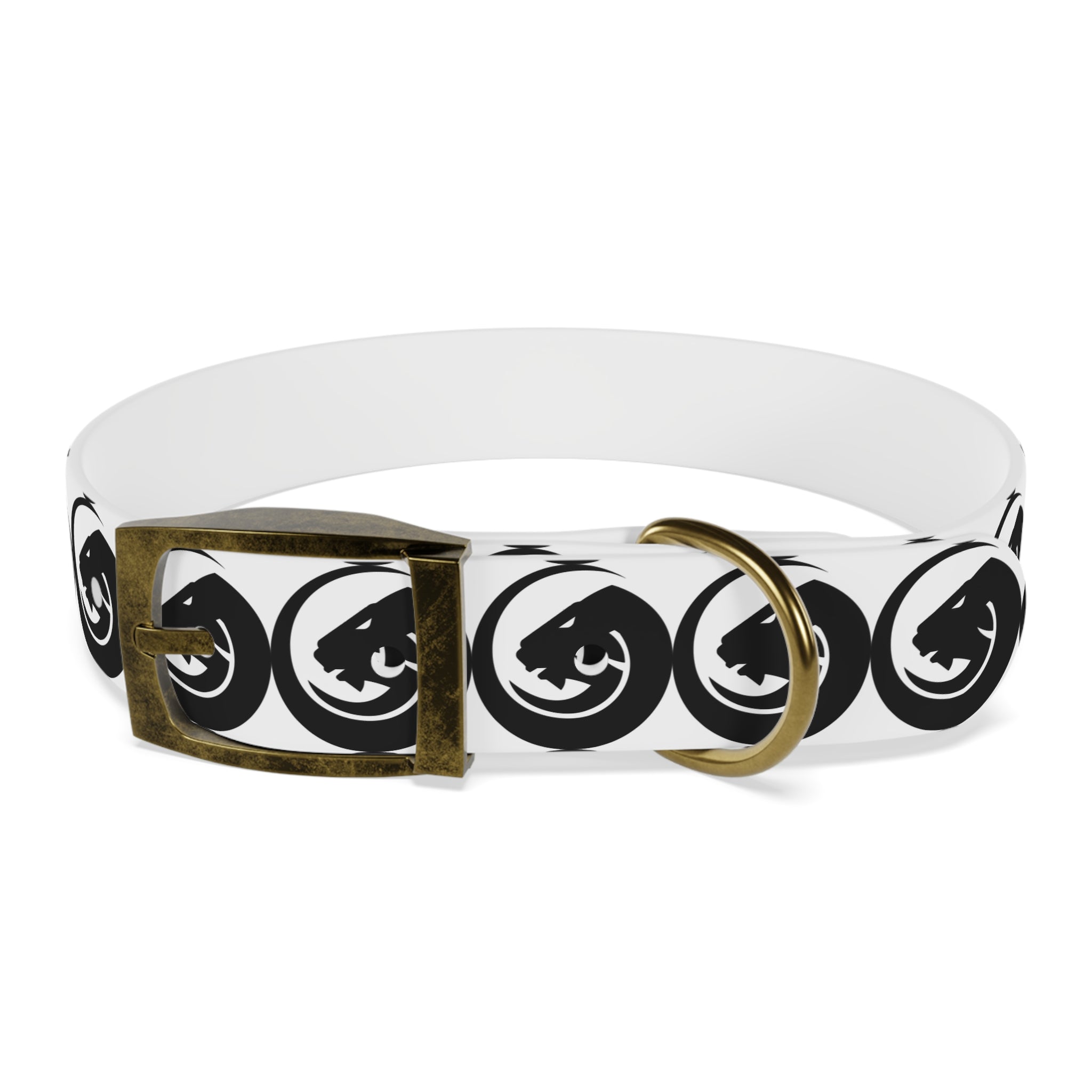 Black & White Circle Fox Dog Collar – Modern Minimalist Pet Accessory