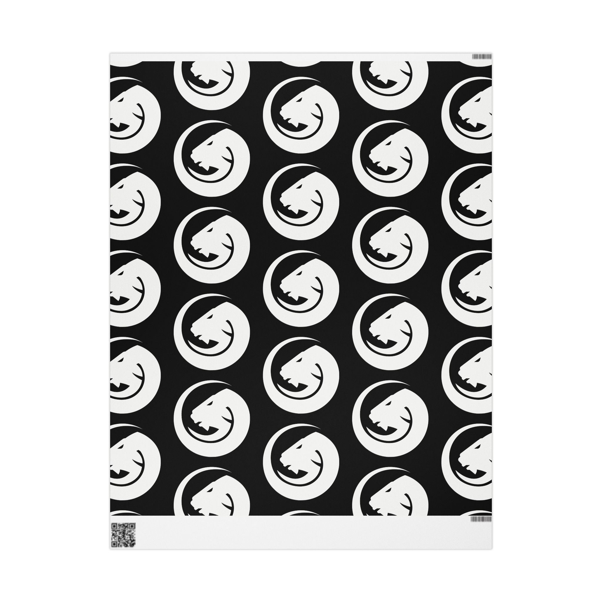 Moonlit Cat Pattern Wrapping Paper — Black & White Cat Gift Wrap