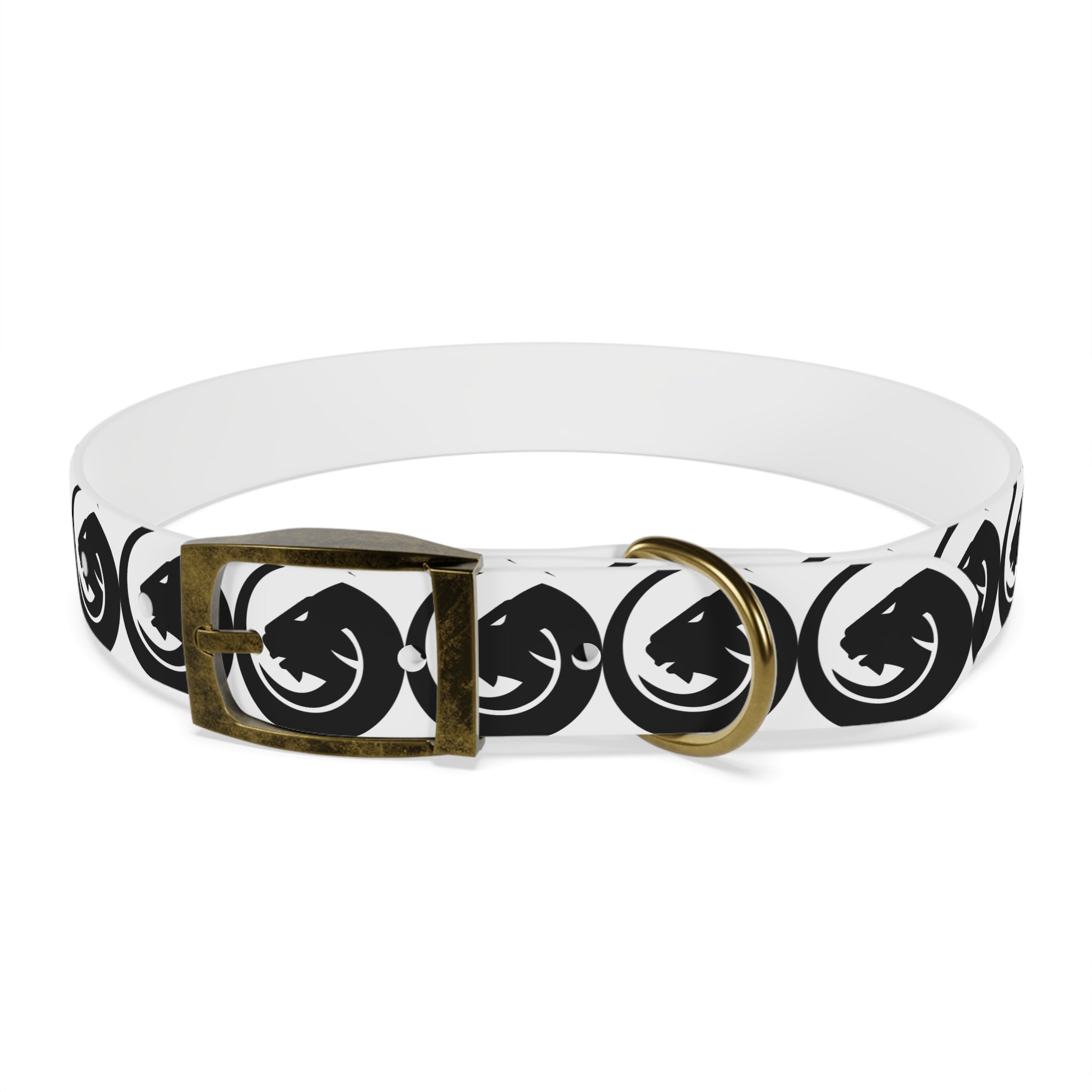 Black & White Circle Fox Dog Collar – Modern Minimalist Pet Accessory