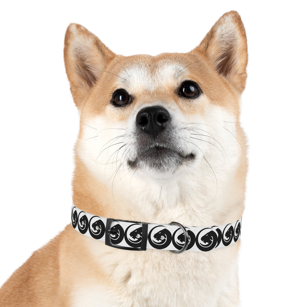 Black & White Circle Fox Dog Collar – Modern Minimalist Pet Accessory