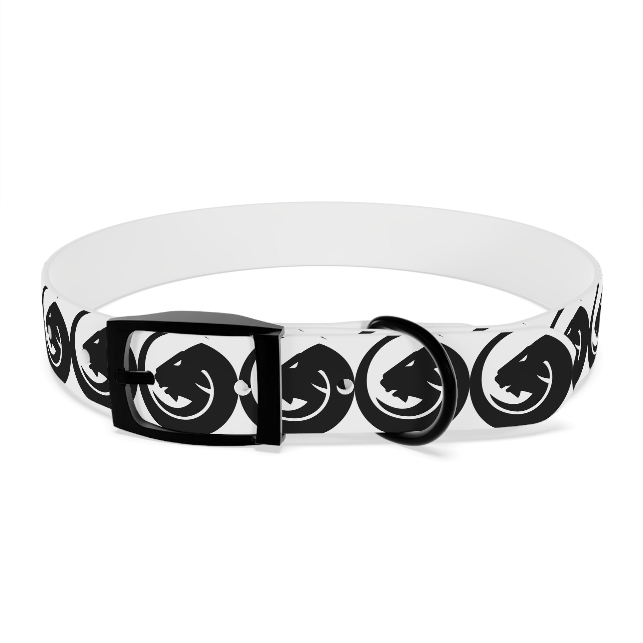 Black & White Circle Fox Dog Collar – Modern Minimalist Pet Accessory