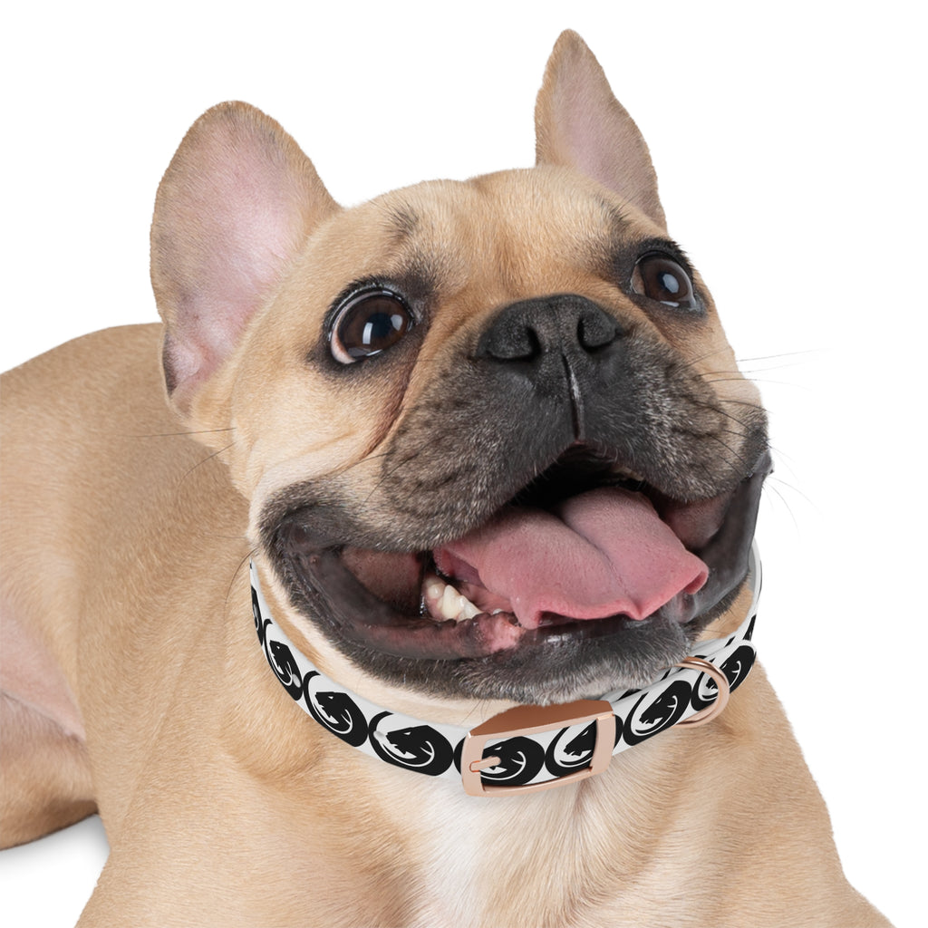 Black & White Circle Fox Dog Collar – Modern Minimalist Pet Accessory