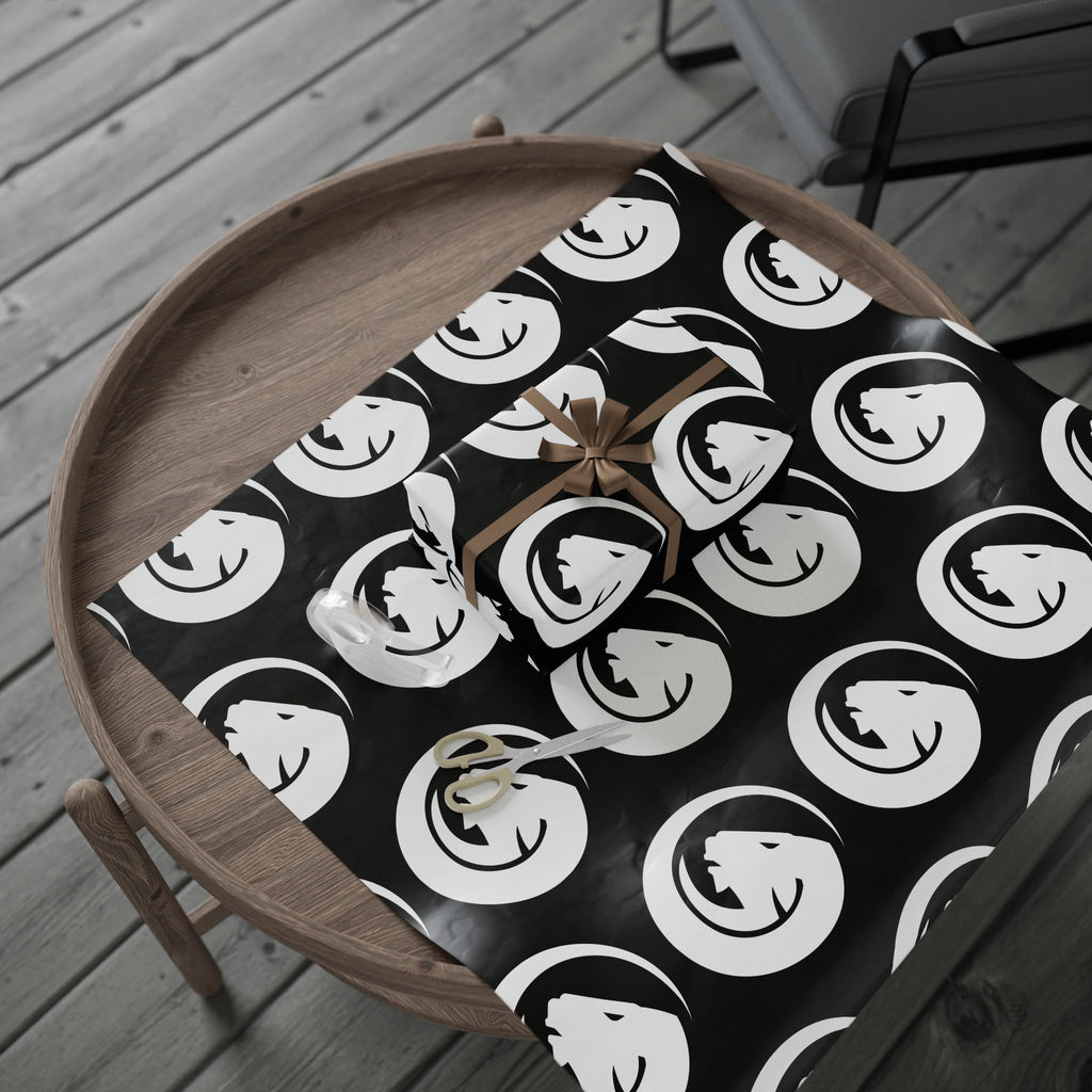 Moonlit Cat Pattern Wrapping Paper — Black & White Cat Gift Wrap