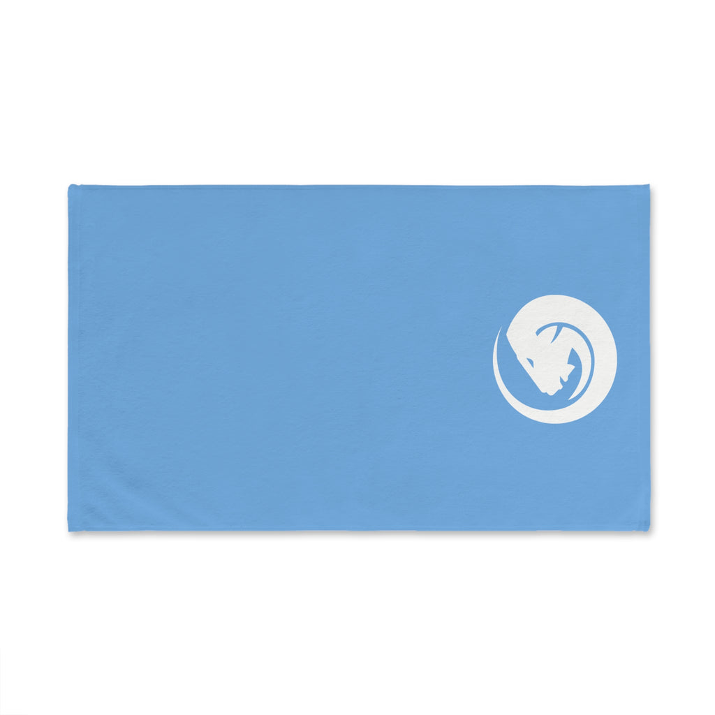 Blue Hand Towel with Minimalist Dragon Emblem