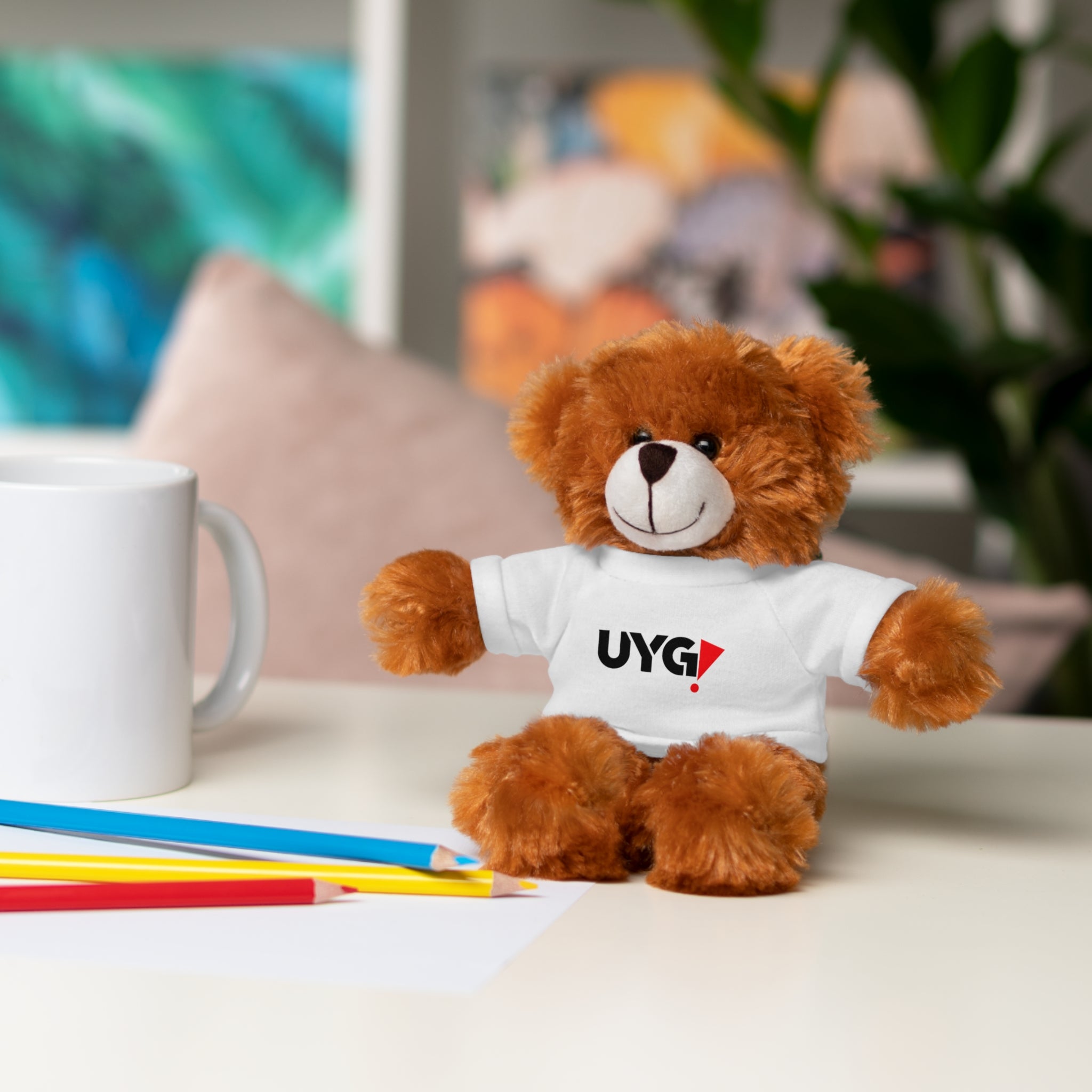 Plush Bear with 'UYG!' Tee - Soft Cuddly Stuffed Animal Gift