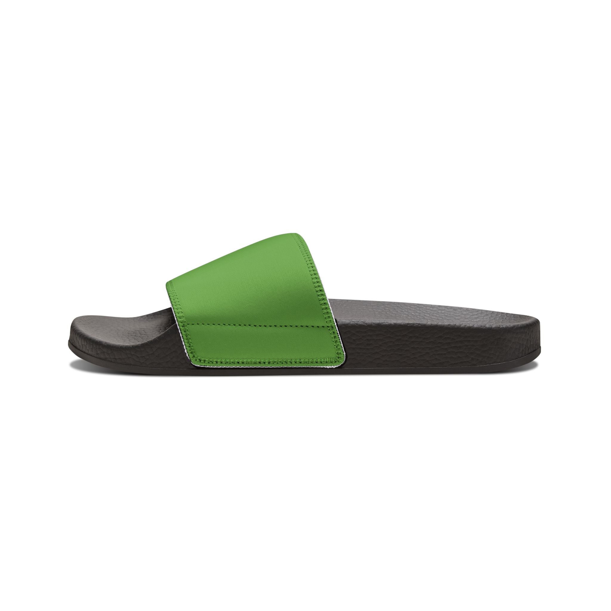 Youth Slide Sandals with Removable Logo Strap — Green Swirl Design