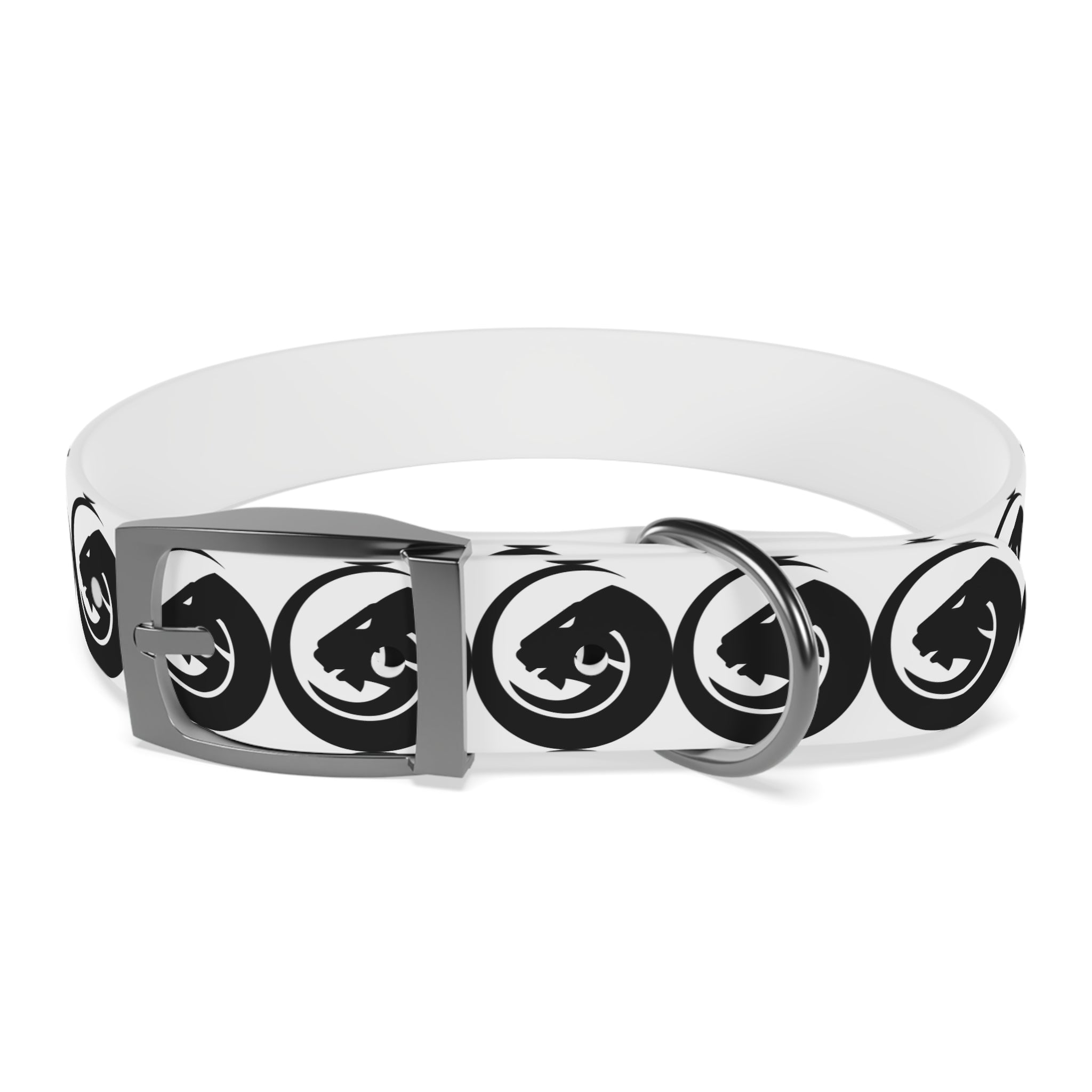 Black & White Circle Fox Dog Collar – Modern Minimalist Pet Accessory
