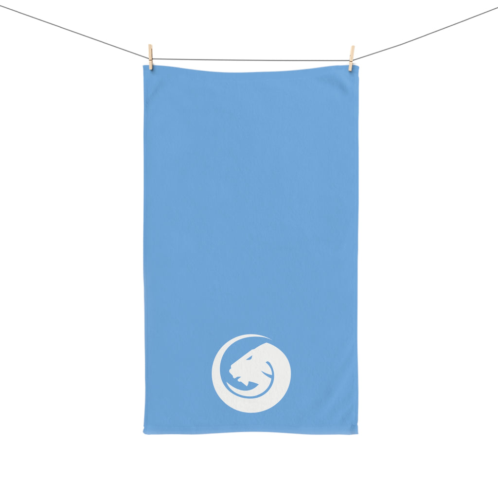 Blue Hand Towel with Minimalist Dragon Emblem