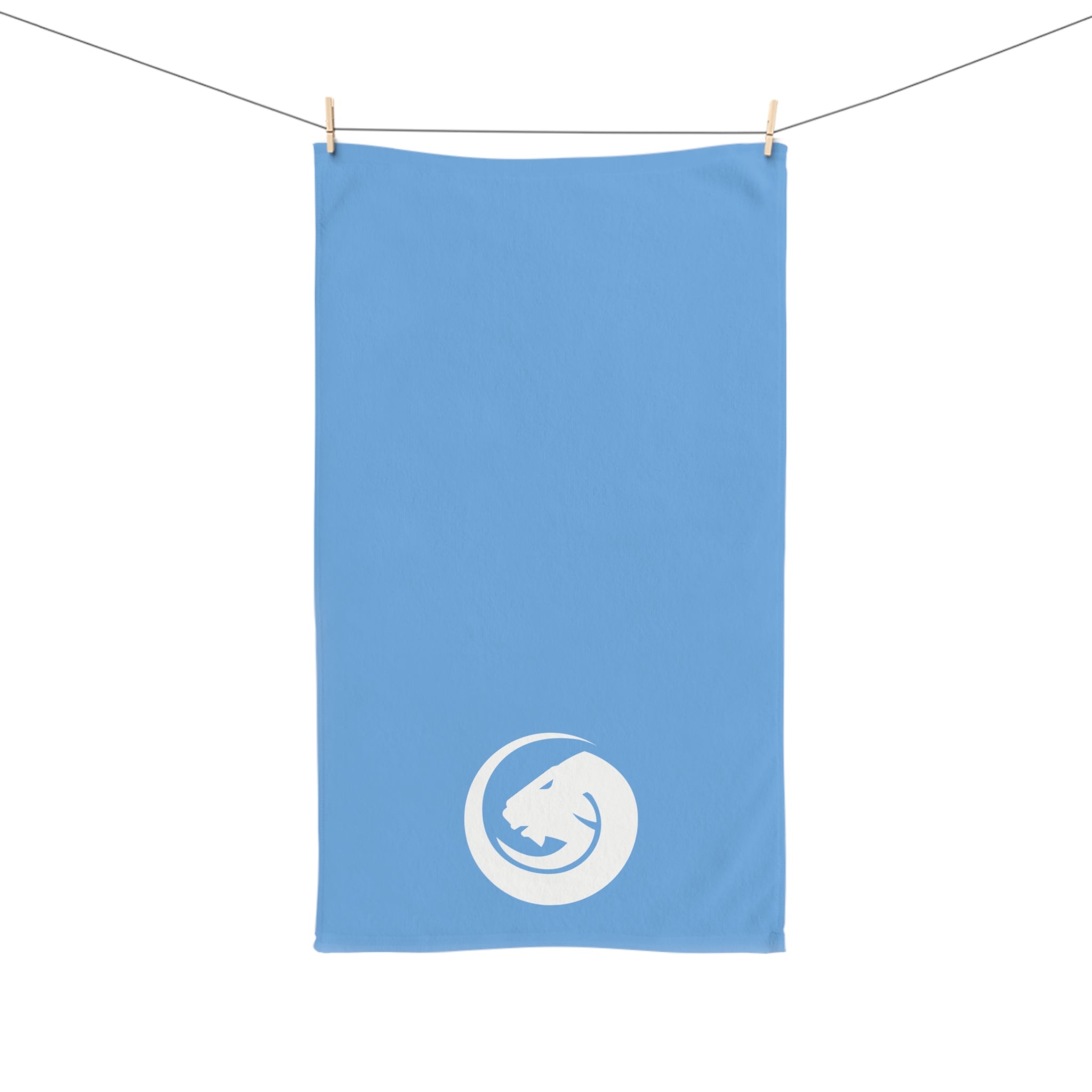 Blue Hand Towel with Minimalist Dragon Emblem