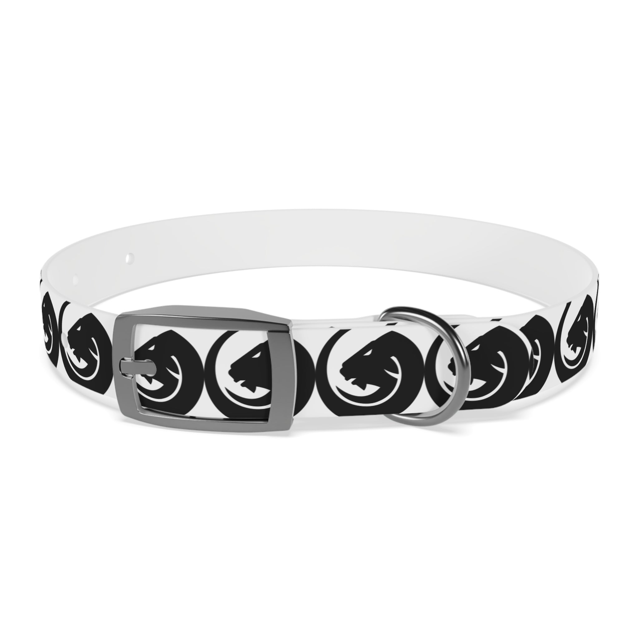 Black & White Circle Fox Dog Collar – Modern Minimalist Pet Accessory