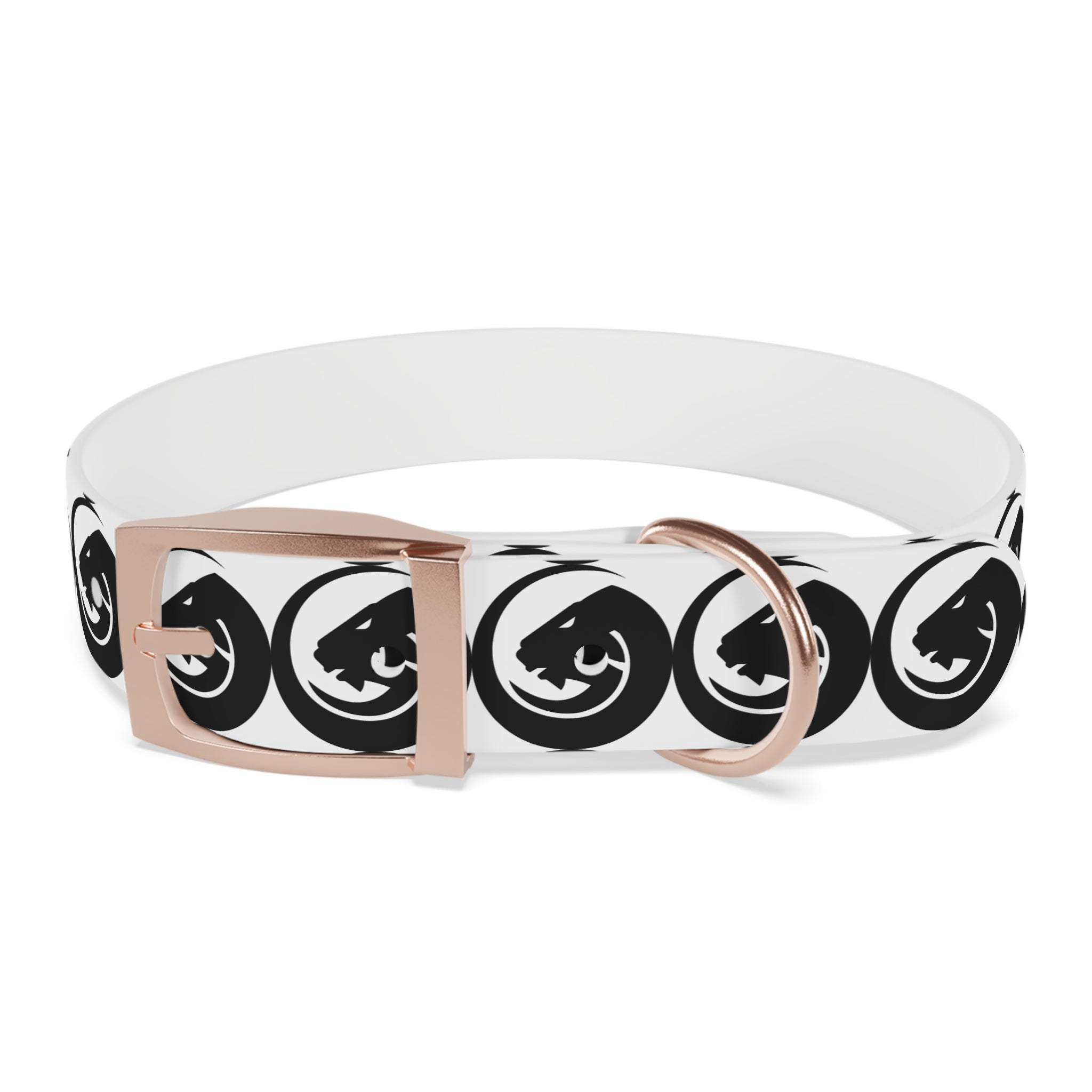 Black & White Circle Fox Dog Collar – Modern Minimalist Pet Accessory