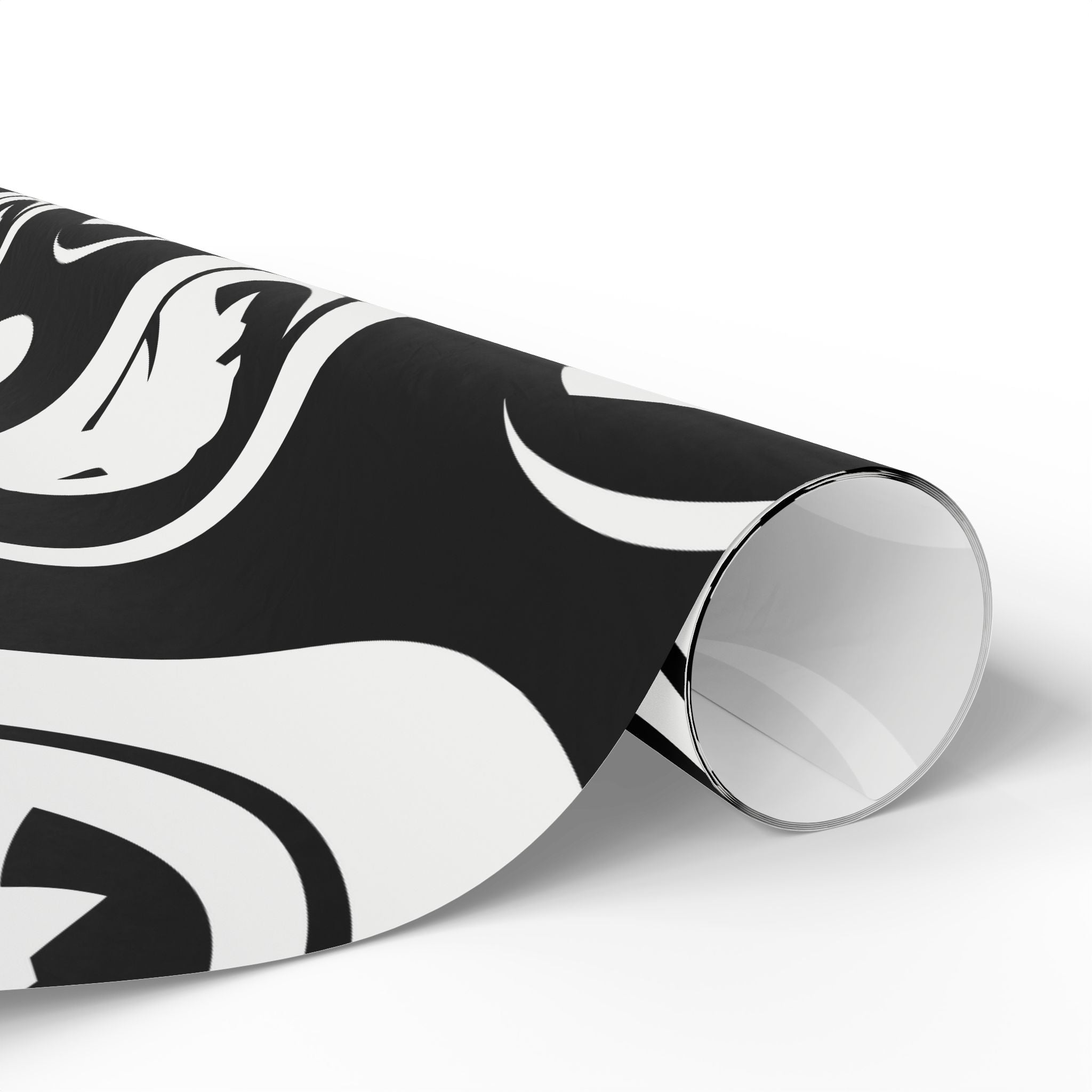 Moonlit Cat Pattern Wrapping Paper — Black & White Cat Gift Wrap