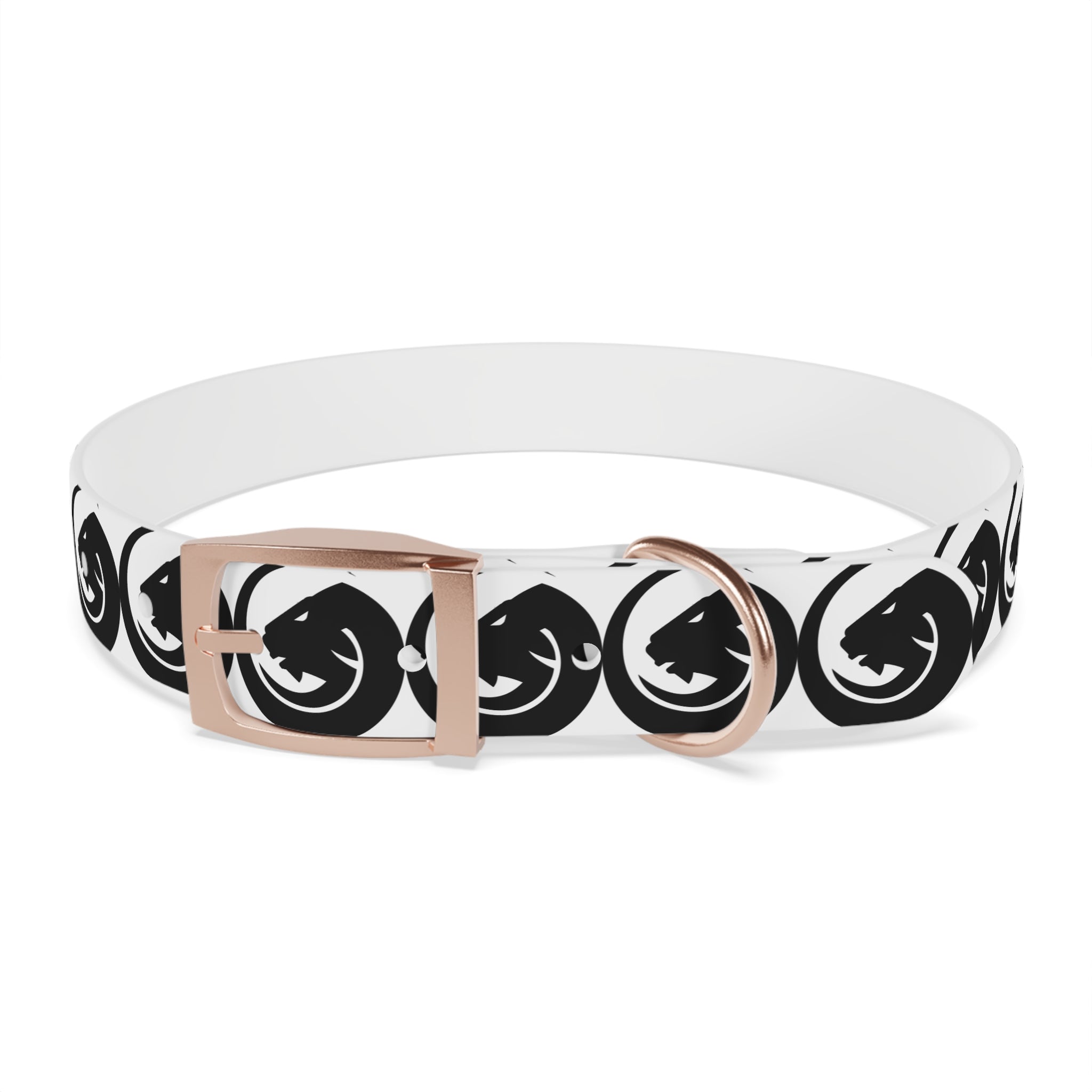 Black & White Circle Fox Dog Collar – Modern Minimalist Pet Accessory