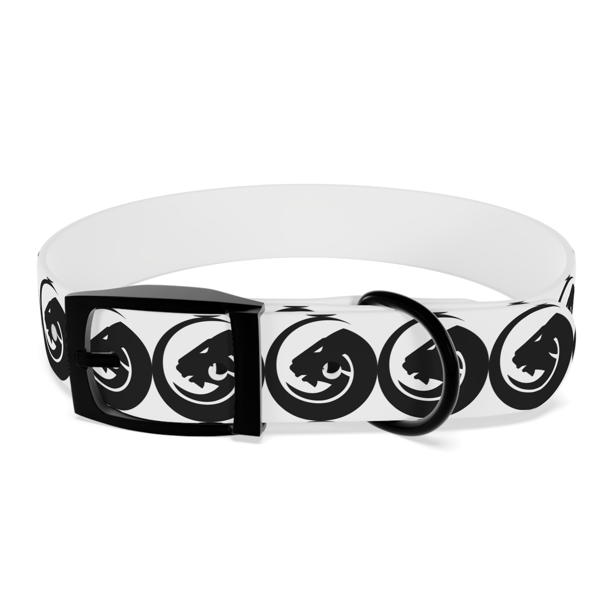Black & White Circle Fox Dog Collar – Modern Minimalist Pet Accessory