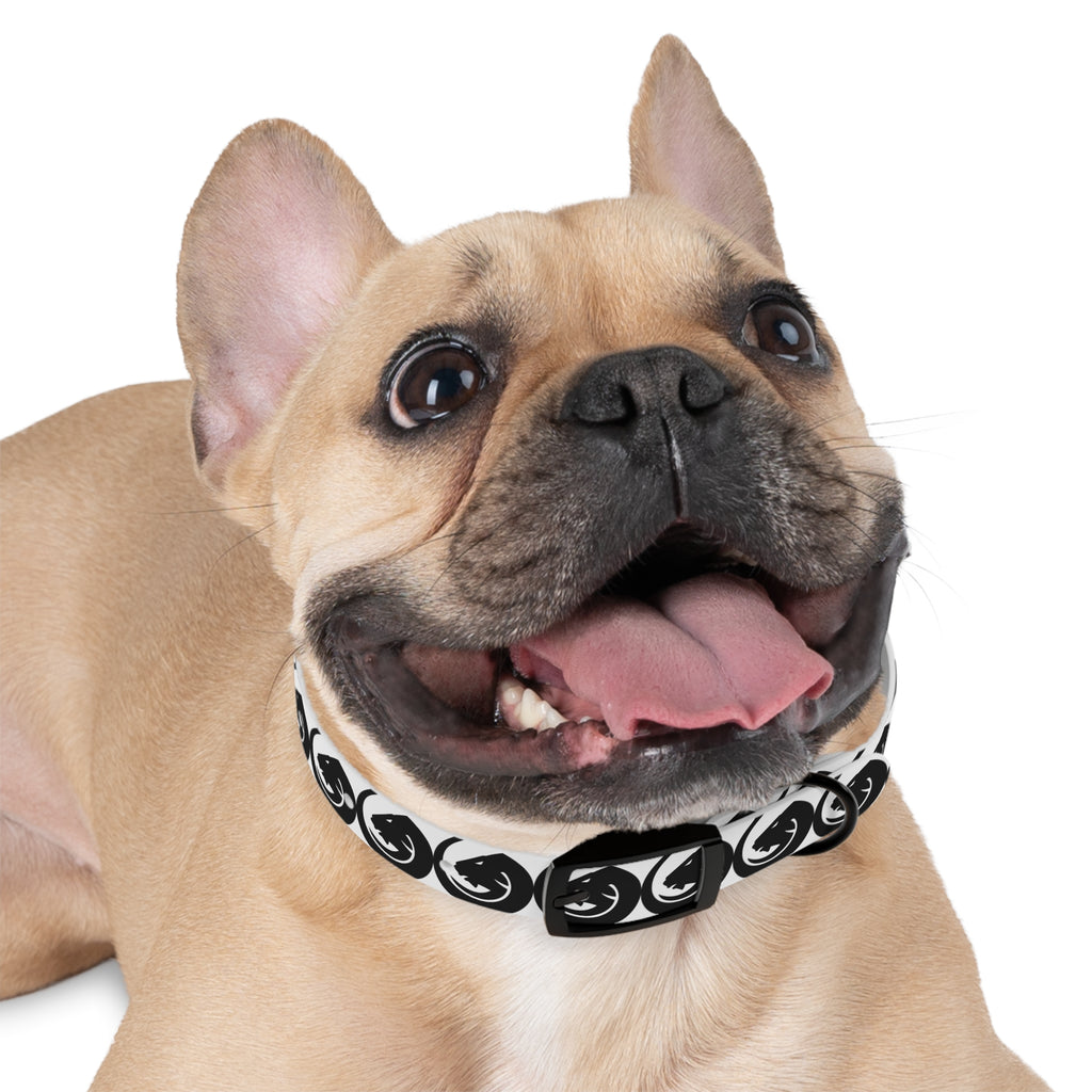 Black & White Circle Fox Dog Collar – Modern Minimalist Pet Accessory