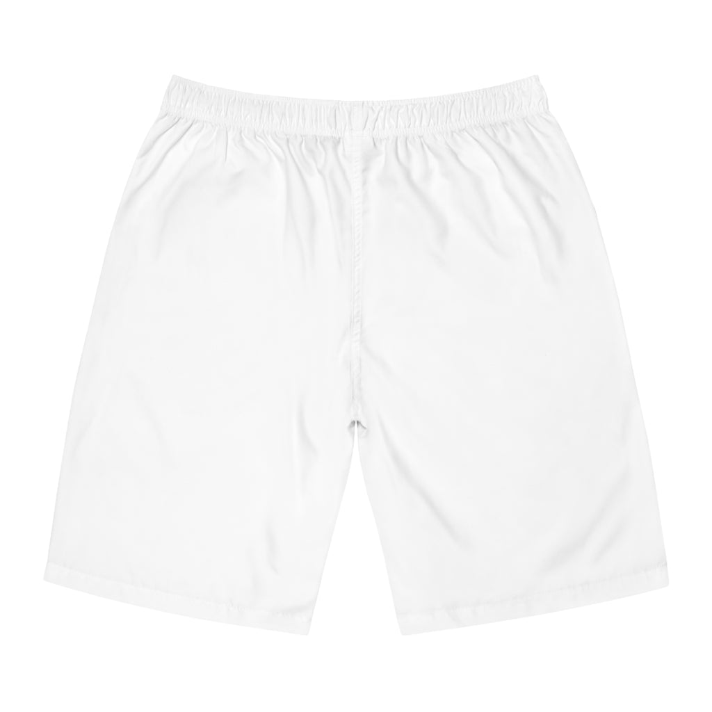 Board Shorts with Minimal Geometric Logo — Men's Swim Trunks