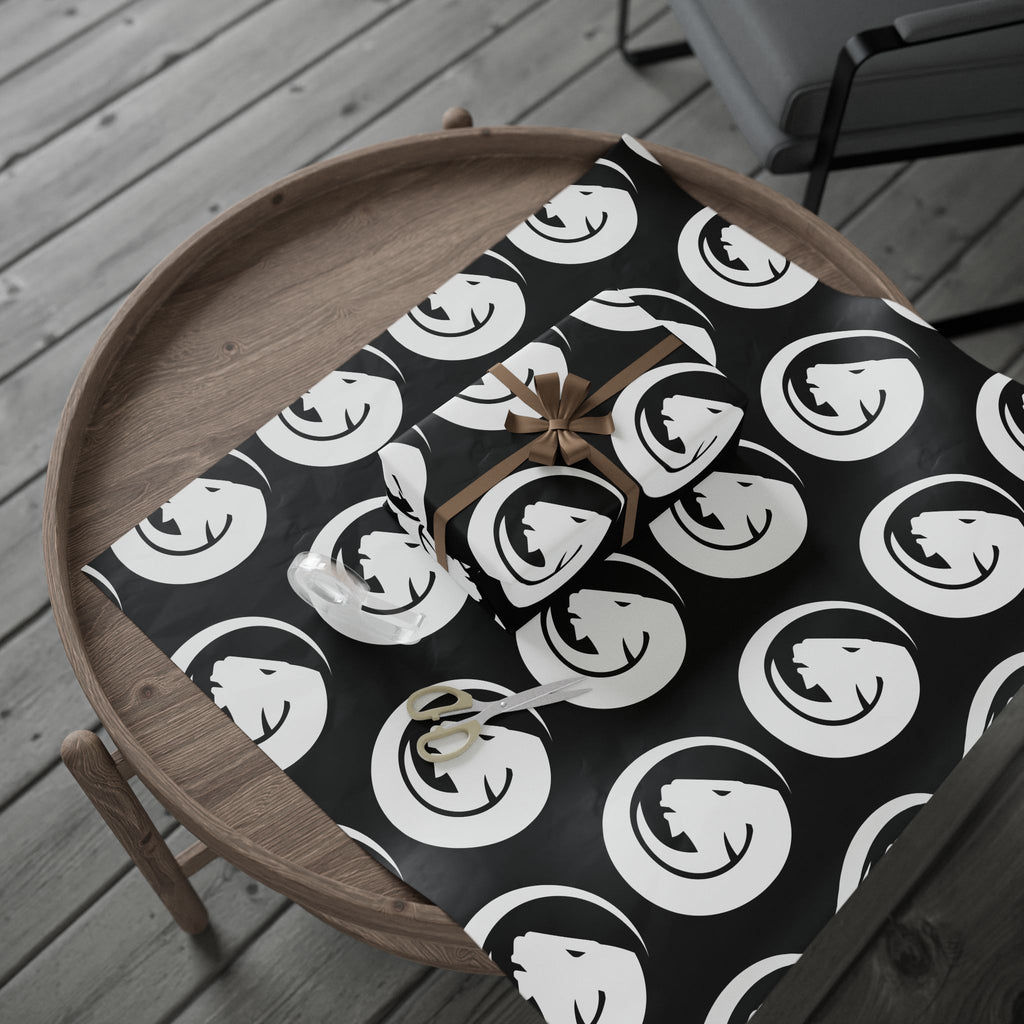 Moonlit Cat Pattern Wrapping Paper — Black & White Cat Gift Wrap