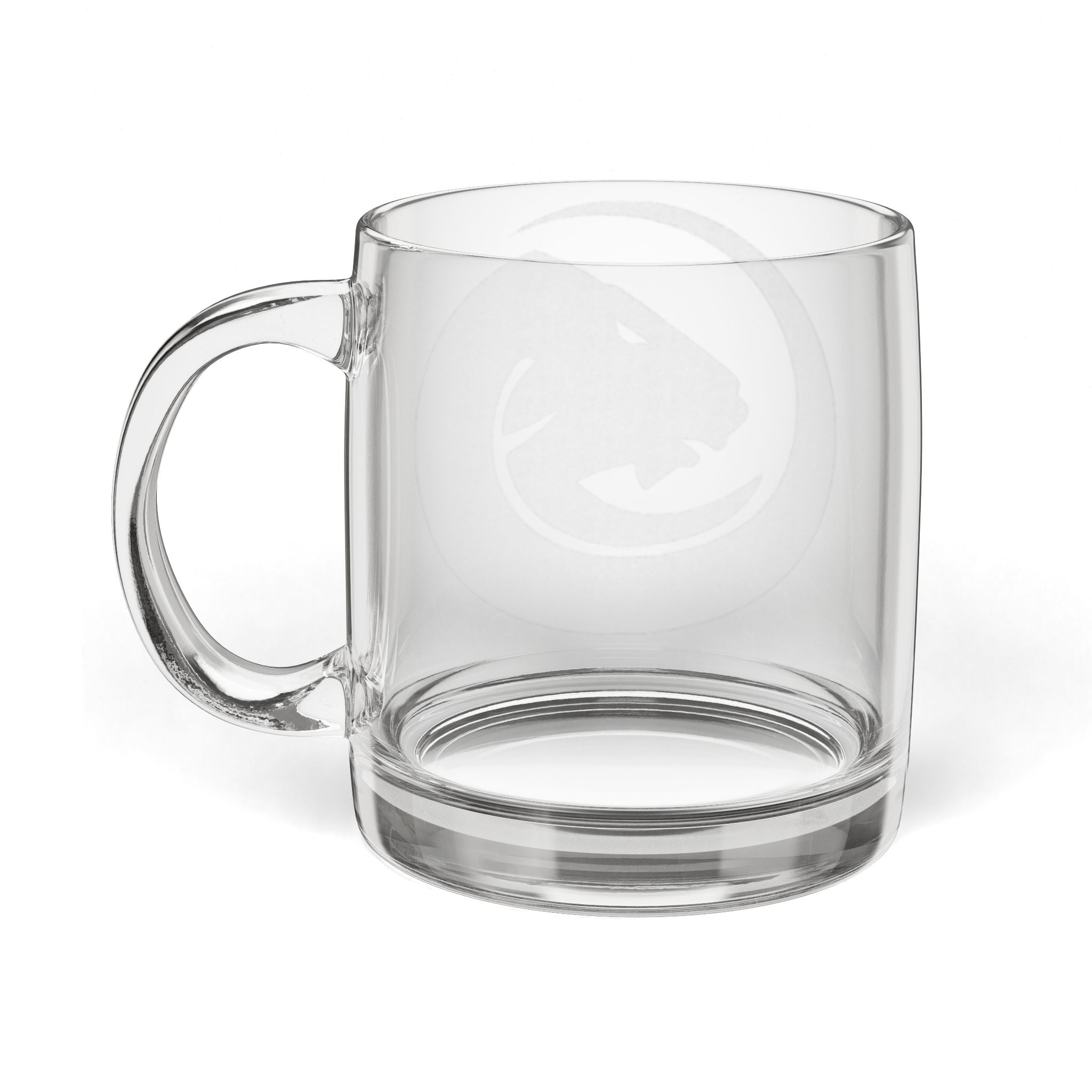 Engraved Glass Coffee Mug – 12.25 oz Clear Coffee Cup (Subtle Etched Design)