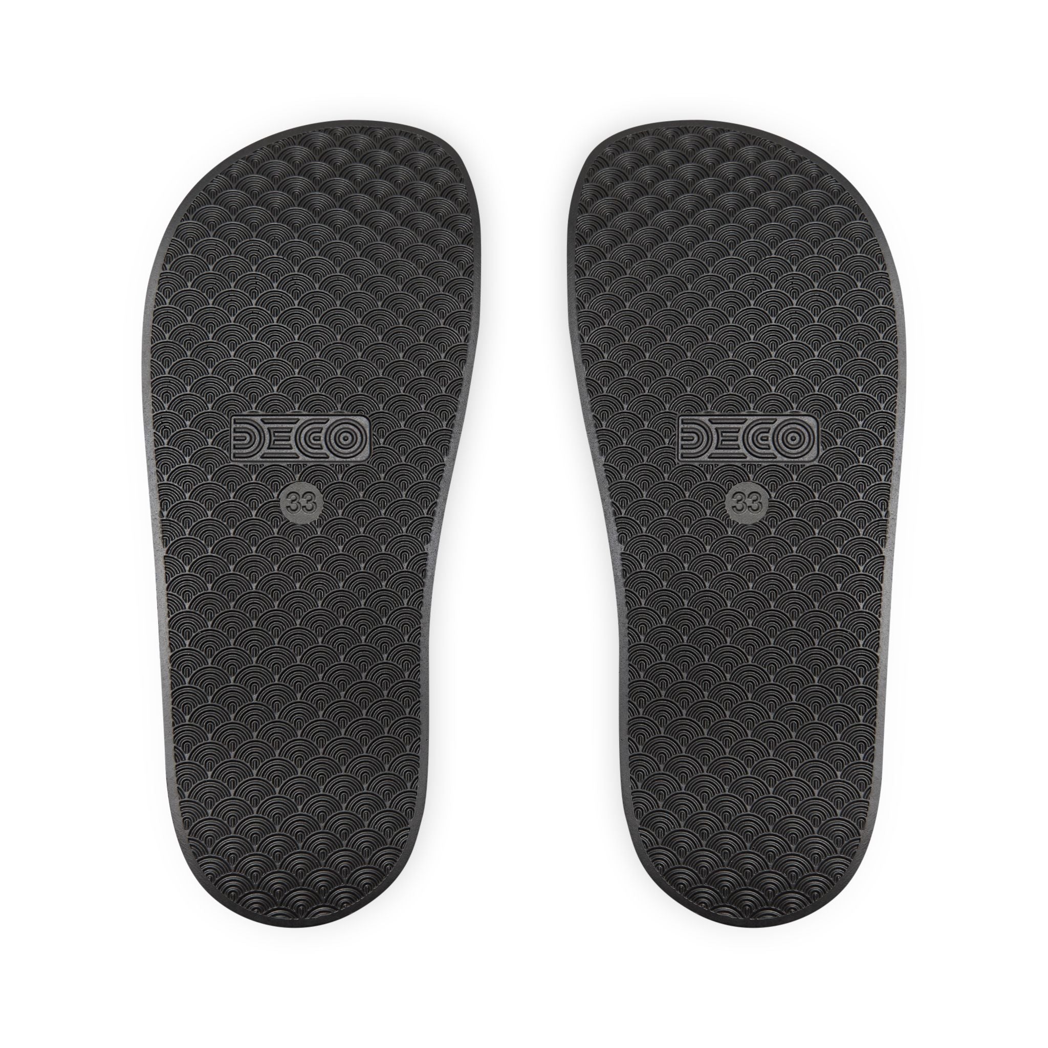 Youth Slide Sandals with Removable Logo Strap — Green Swirl Design