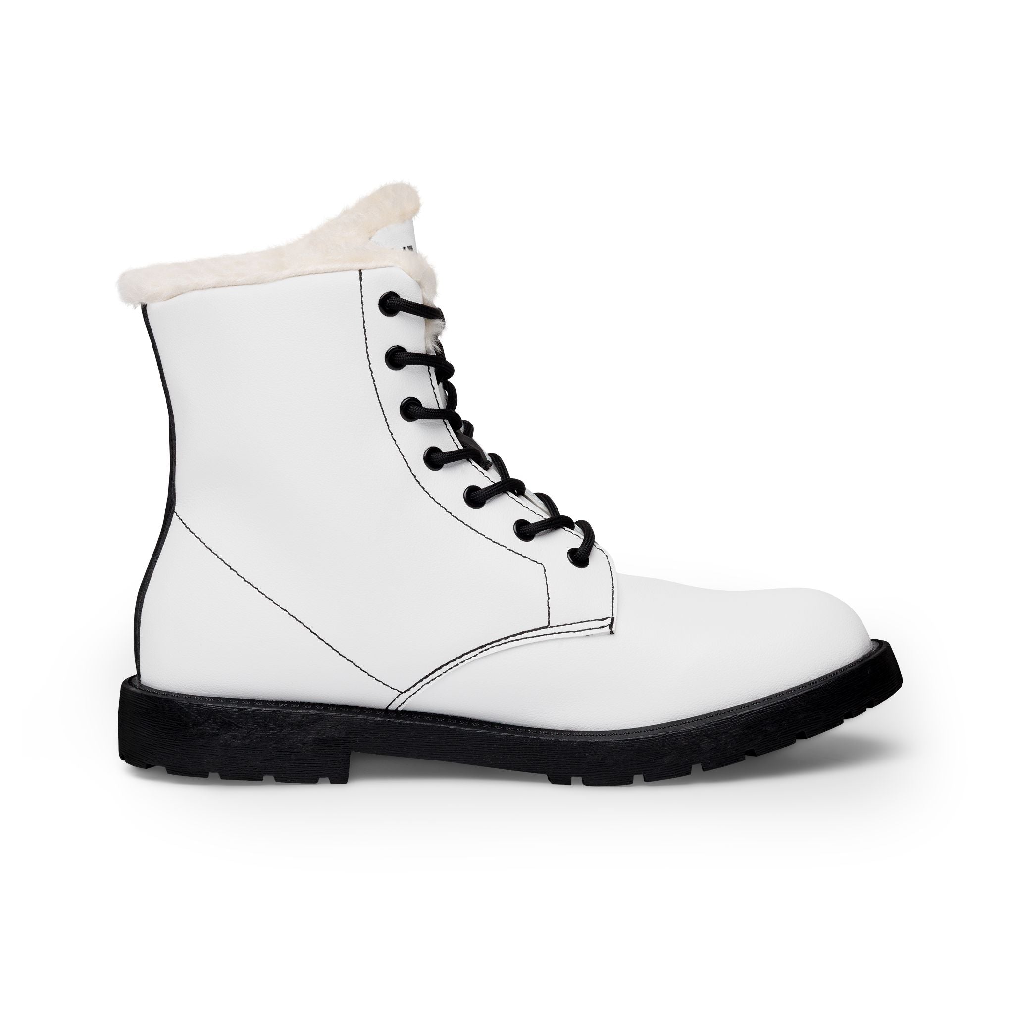 Women's Fur-Lined Leather Boots — Black Crescent Moon Emblem