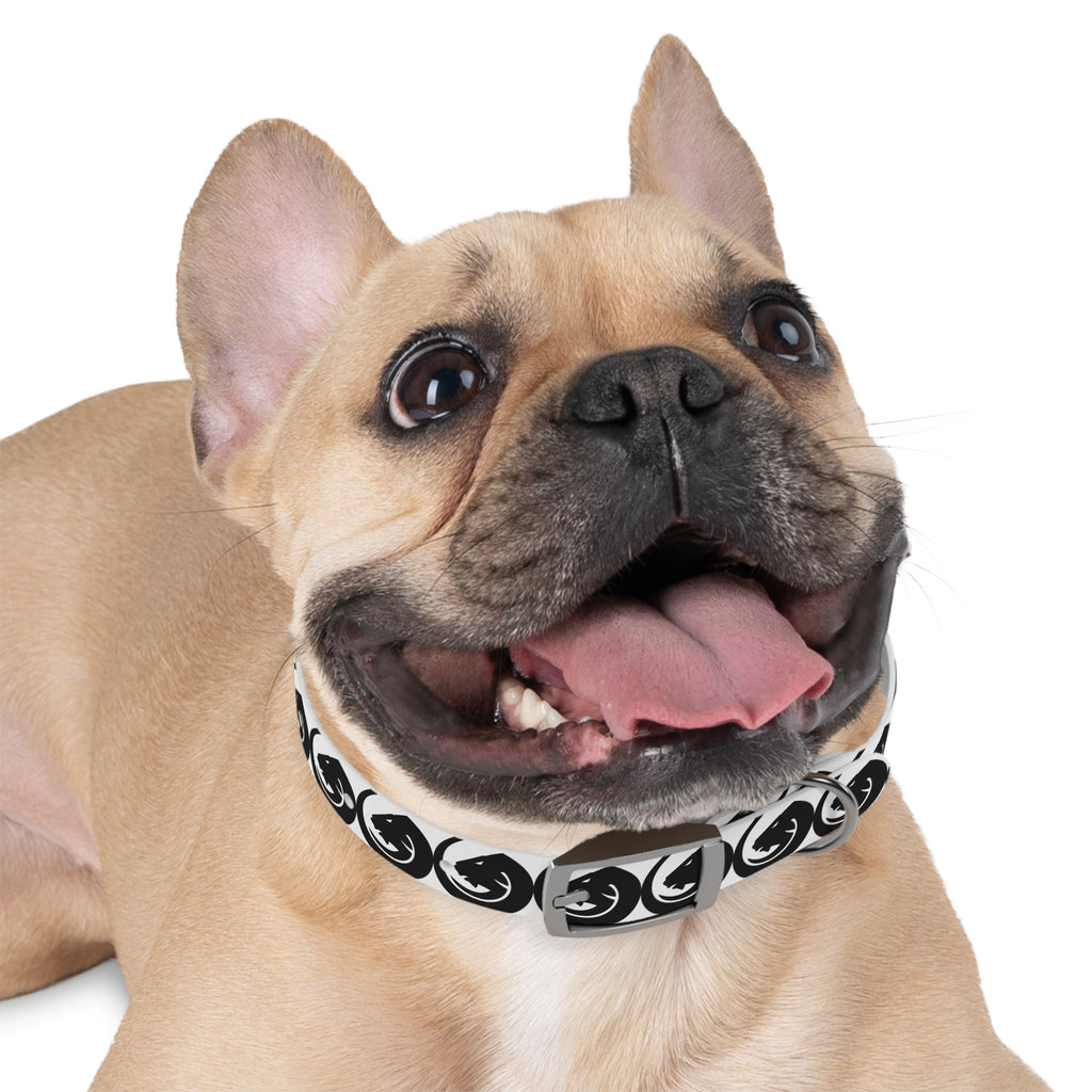 Black & White Circle Fox Dog Collar – Modern Minimalist Pet Accessory