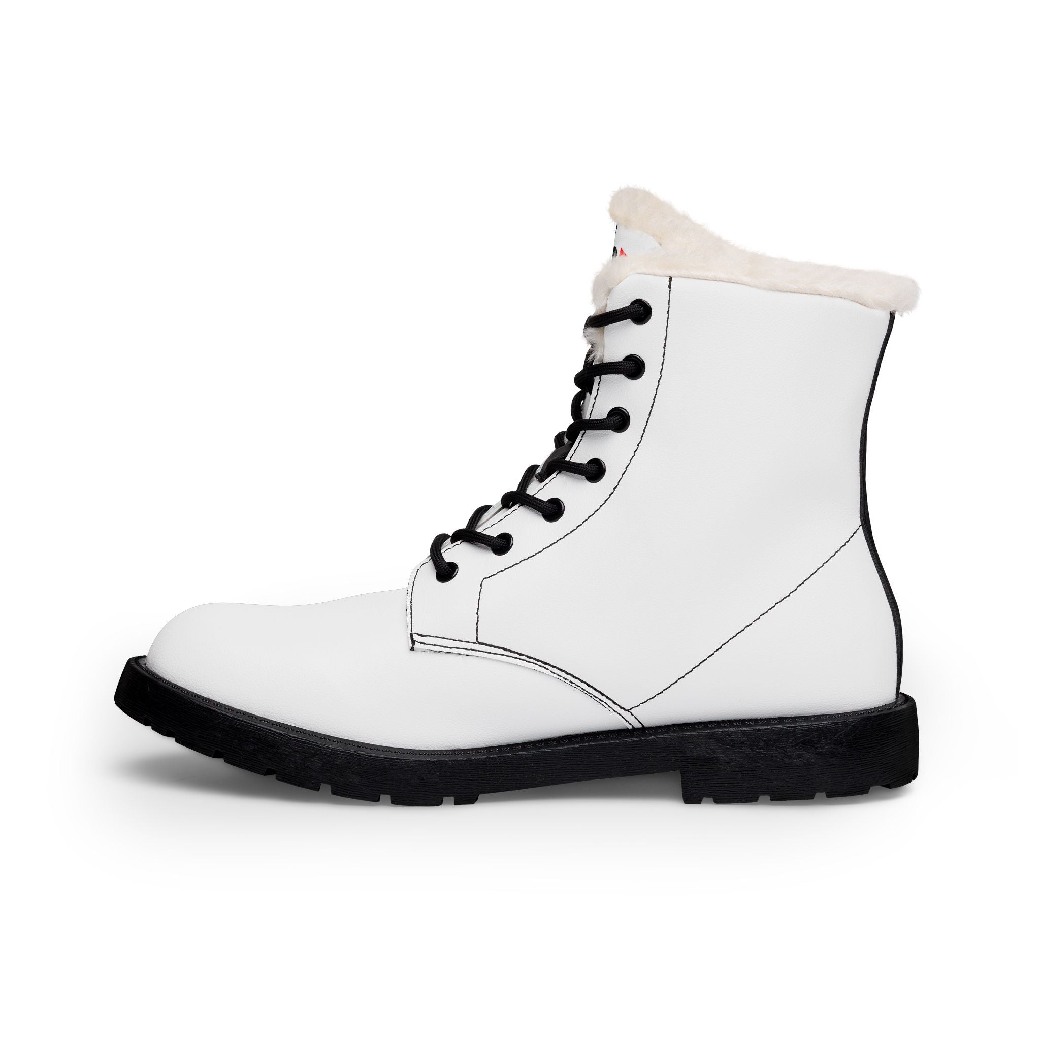 Women's Fur-Lined Leather Boots — Black Crescent Moon Emblem