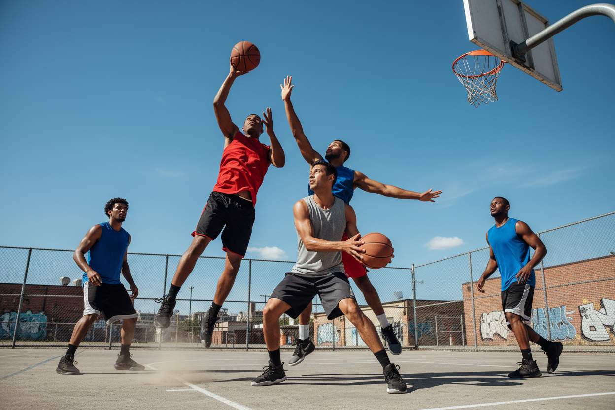 guys playing basketball