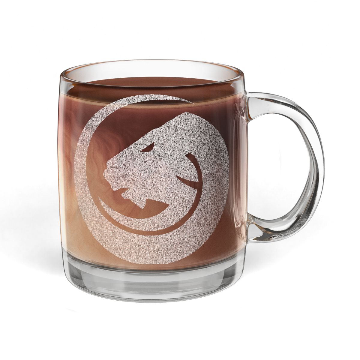 Engraved Glass Coffee Mug – 12.25 oz Clear Coffee Cup (Subtle Etched Design)